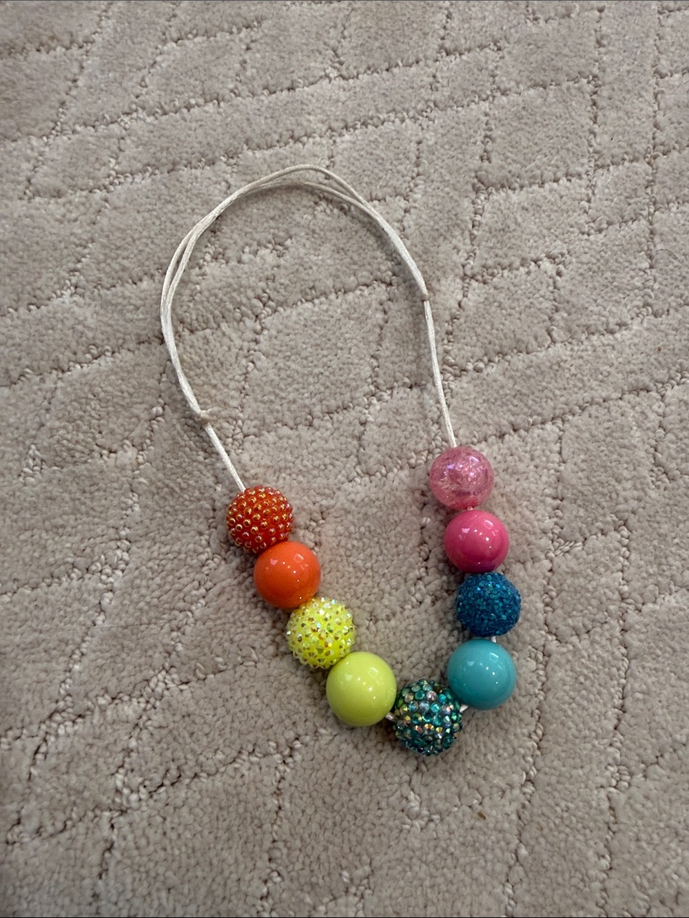 Kids Multicolor Beaded Necklace - Pink, Orange, Yellow, Blue